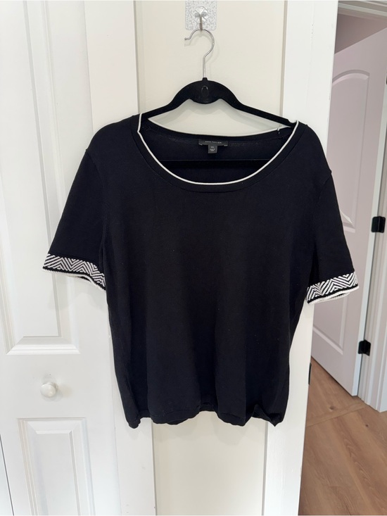 Ann Taylor Tops - Ann Taylor Black Short-Sleeve Knit Top with White Trim
